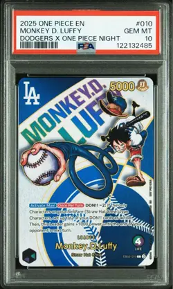 One Piece Luffy PSA10 Dodgers Promo Card #010 English 2025 GEM MT Rare - Image 2