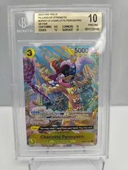 2023 ONE PIECE Charlotte Perospero OP03-113 SR Mighty Enemies HOLO Card BGS 10 - Image 1