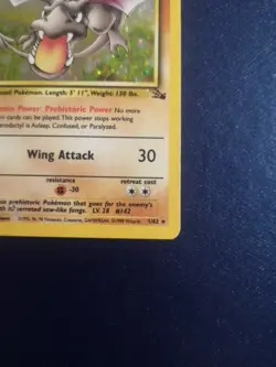 Pokemon TCG Aerodactyl Holo Rare Card Fossil Set 1/62 - Image 5