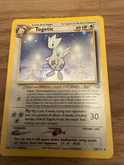 Togetic 16/111 Pokemon TCG 2000 Neo Genesis Unlimited Holo Rare NM Swirl - Image 1