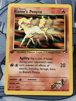 2000 Pokemon Gym Heroes 1st Edition Blaine's Ponyta #63/132 - Image 1