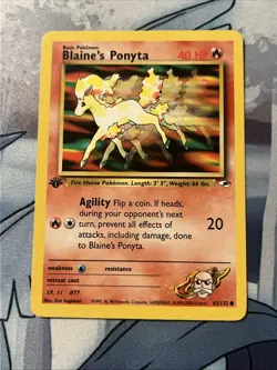 2000 Pokemon Gym Heroes 1st Edition Blaine's Ponyta #63/132 - Image 3
