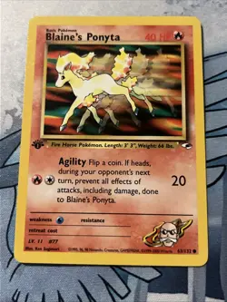 2000 Pokemon Gym Heroes 1st Edition Blaine's Ponyta #63/132 - Image 5