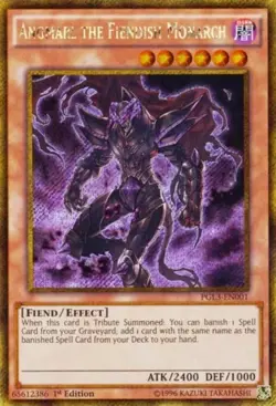YuGiOh Card Angmarl the Fiendish Monarch PGL3-EN001 - 1st Ed - Gold Secret Rare - Image 1