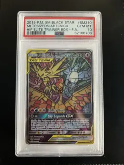 2019 Pokemon Moltres Zapdos Articuno GX Full Art Black Star Promo SM210 PSA 10 - Image 1