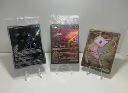 Pokemon 151 3 Card Promo Set Gold Metal,Mew,Mewtwo Ultra Premium Collection UPC - Image 1