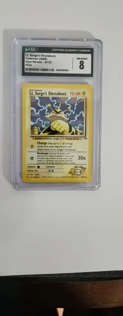 Lt. Surge's Electabuzz 006/132 Gym Heroes Holo Graded Pokemon Trading Card - Image 1