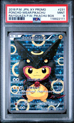 PSA 9 Poncho Wearing Pikachu 231/XY-P Promo Holo Rayquaza 2016 Pokemon Card - Image 1