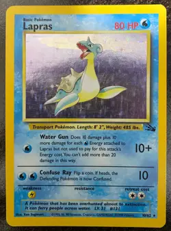 Lapras 10/62 Holo Rare Unlimited Fossil Set | MP | Pokemon TCG Card - Image 1