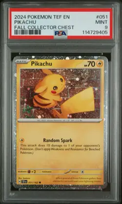 PSA 9 MINT Pikachu 051/162 COSMOS HOLO Collector Chest PROMO Pokemon Card - Image 1