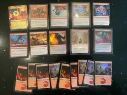 Mtg Small Red Bundle: Thrill Of Possibility, Chaos Warp, Foil Mountains (LCI) - Image 1