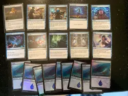 Mtg Small Blue Bundle: Counterspell, Brainstorm, Negate Etc, Foil ZNR Islands - Image 1