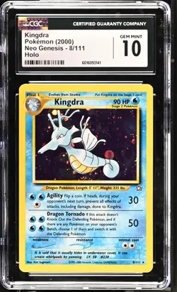 CGC 10 GEM MINT Kingdra 2000 Neo Genesis 8/111 Holo Pokemon Card psa - Image 1