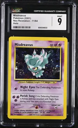 CGC 9 MINT Misdreavus 2001 Neo Revelation 11/64 Holo SWIRL Pokemon Card psa - Image 1