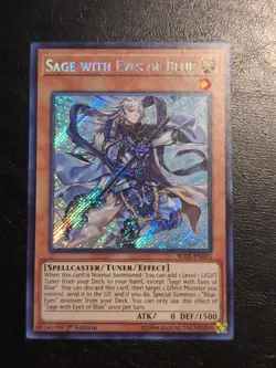 Yu-Gi-Oh SECRET RARE HOLO CARD SAGE WITH EYES OF BLUE BLLR-EN055 1ST NM/VLP - Image 1