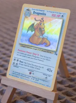 Dragonite Pokemon Card 4/62 Fossil Unlimited Edition Holo Vintage RARE 1999 - Image 1