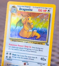 Dragonite Pokemon Card 4/62 Fossil Unlimited Edition Holo Vintage RARE 1999 - Image 2