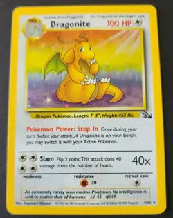 Dragonite Pokemon Card 4/62 Fossil Unlimited Edition Holo Vintage RARE 1999 - Image 5
