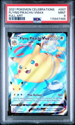 2021 POKEMON CELEBRATIONS #007 FULL ART/FLYING PIKACHU VMAX PSA 9 - Image 1
