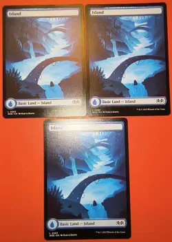 3X PLAY SET/MTG - MAGIC /BASIC LAND: ISLAND FULL ART REGULAR FINISH/ #263, WOE - Image 1