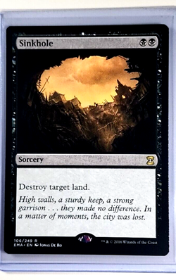2016 MTG Magic the Gathering Eternal Masters #106 Sinkhole Rare Black WOTC NM - Image 1