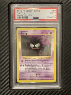1999 PSA 9 Gastly #50 Shadowless Common WOTC Pokemon Game Base Set Shadowless - Image 1