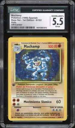 1999 Pokemon SPANISH 1st Edition Base Set Machamp Holo 8/102 CGC 5.5 EX + OC - Image 1