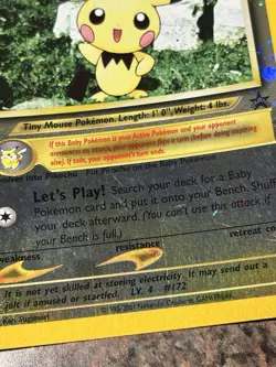 2001 Pokemon Black Star Promo #35 Pichu reverse foil holo Pokemon league NM - Image 5
