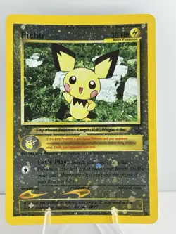2001 Pokemon Black Star Promo #35 Pichu reverse foil holo Pokemon league NM - Image 1