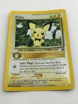 2001 Pokemon Black Star Promo #35 Pichu reverse foil holo Pokemon league NM - Image 5