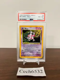 1999 POKEMON JUNGLE #6 MR. MIME-HOLO PSA 8 6/64 100% Authentic - Image 1