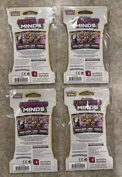 4 Sealed Unweighed Old Style Pokemon S&M Unified Minds Blister Packs - Art Set - Image 2