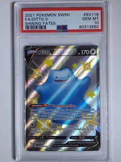 Pokemon Ditto V SV118/SV122 Shiny Full Art Shining Fates - PSA 10 - Image 1