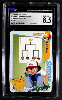 Pokemon 1998 Bandai Carddass Anime Series Part 2 Ash and Pikachu #67 CGC 8.5 - Image 1