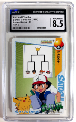 Pokemon 1998 Bandai Carddass Anime Series Part 2 Ash and Pikachu #67 CGC 8.5 - Image 3