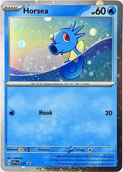 Horsea SVP137 COSMOS HOLO SWIRL Black Star Promo Pokemon Card TCG 2024 S&V NM+ - Image 1