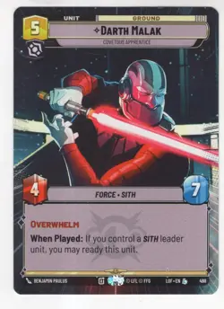 Star Wars Unlimited LotF Hyperspace Legendary Card LOF498 Darth Malak - Image 1