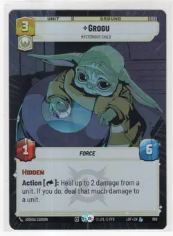 Star Wars Unlimited LotF Hyperspace Foil Legendary Card LOF986 Grogu - Image 1