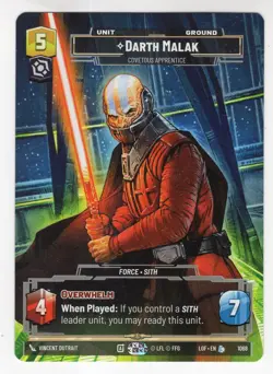Star Wars Unlimited LotF Prestige Card LOF1068 Darth Malak - Image 1