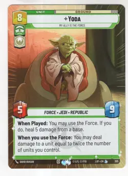 Star Wars Unlimited LotF Hyperspace Legendary Card LOF365 Yoda - Image 1