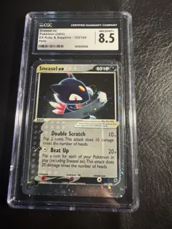 CGC 8.5 NM/Mint+ Sneasel EX 103/109 Holo Rare Ex Ruby & Sapphire Pokemon Card - Image 1