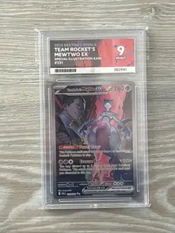 Pokemon Destined Rivals Team Rocket’s Mewtwo EX 231/182 ACE 9 Graded Slab - Image 1