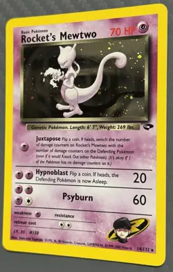 Pokemon TCG Gym Challenge Rocket's Mewtwo 14/132 Holo w/ Swirl - Image 3