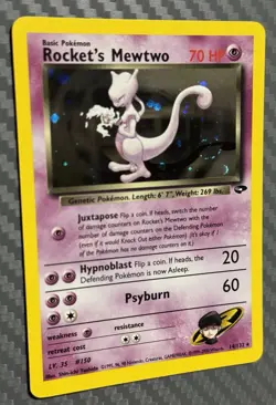 Pokemon TCG Gym Challenge Rocket's Mewtwo 14/132 Holo w/ Swirl - Image 5
