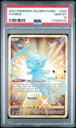 2021 POKEMON CELEBRATIONS MEW #025 FULL ART PSA 10 GEM MINT - Image 1