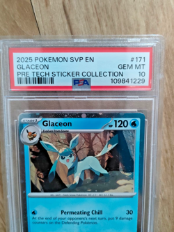 2025 PSA 10 Glaceon Prismatic #171 Pre Tech Sticker Collection EN Pokemon Card - Image 5