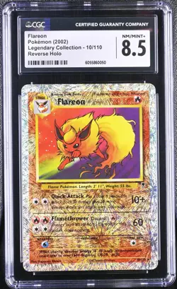 CGC 8.5 Flareon 2002 Legendary (Collection) 10/110 Reverse Holo Pokemon Card - Image 1
