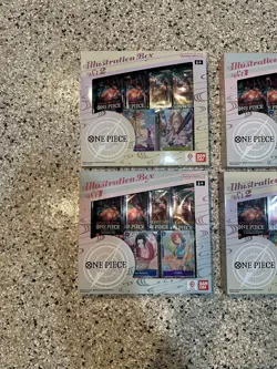 Lot Of 4 One Piece Trading Card Game: Illustration Box Volume 1 & 2 IN HAND - Image 2