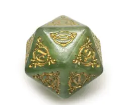 Lord of the Rings MTG Bundle Oversized Green And Gold Spindown Dice D20 IN HAND - Image 1