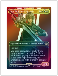 1x Noctis, Prince of Lucis, Foil Borderless Art, Final Fantasy, Magic MTG NM - Image 1